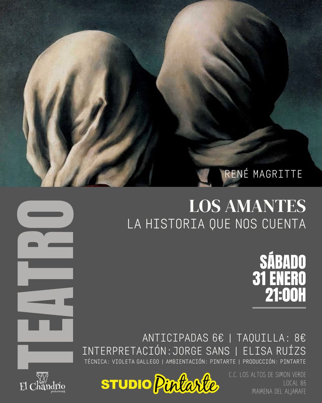 26 01 31 Pintarte Teatro Pase 3 LOS AMANTES. LA HISTORIA QUE NOS CUENTA - Imagen 1